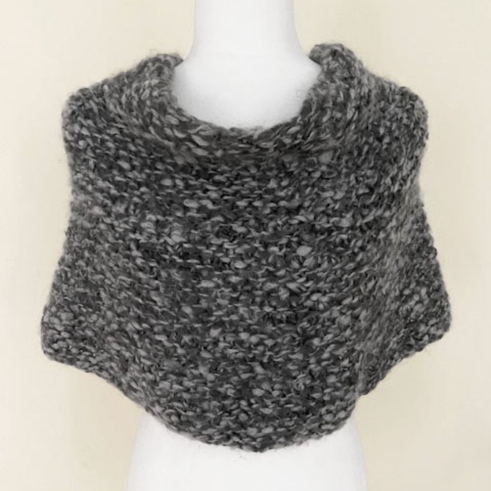 Deliciously Soft and Cozy Eileen Fisher Mohair Knit Wrap Cape Infinity Poncho 0S